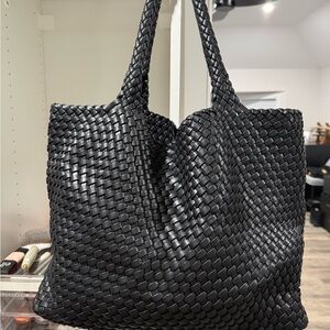 Elegant Black Woven Tote Bag